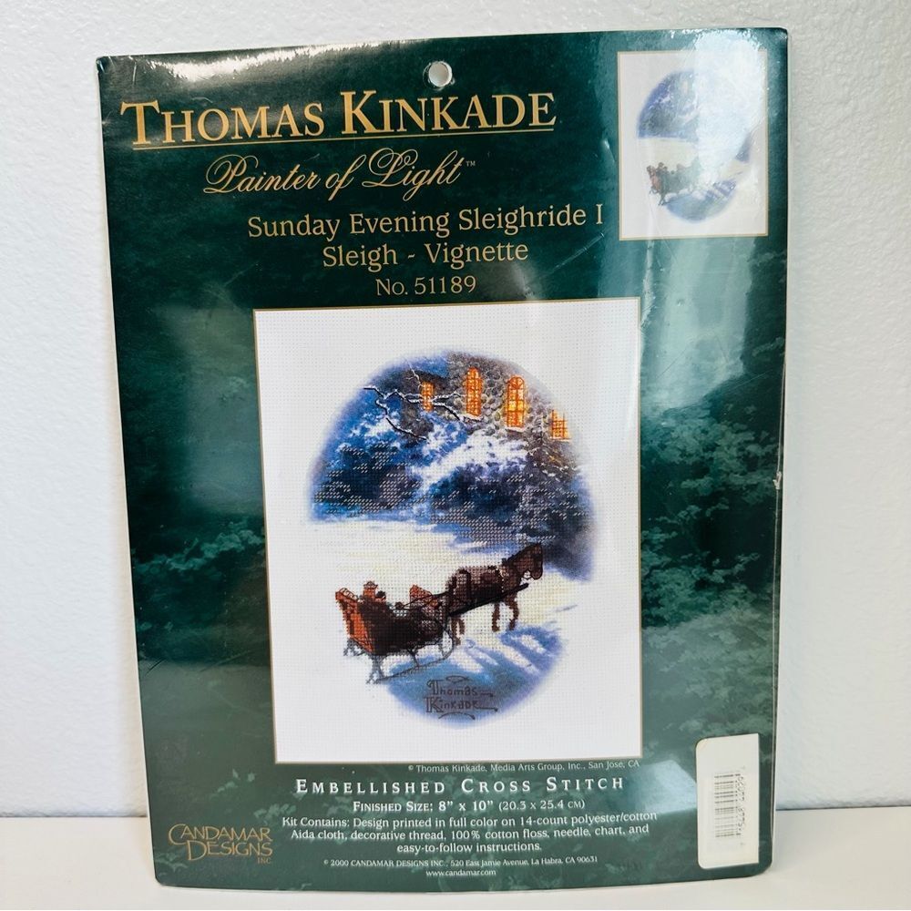 Thomas Kinkade Cross Stitch Kit Sunday Evening Sleigh Ride I 51189 8x10